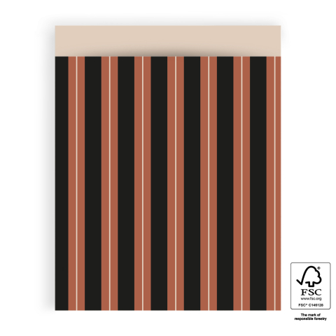 P43.316.027 Cadeauzakjes - Stripe Chalk Chocolate - Beige - 27 x 34 cm