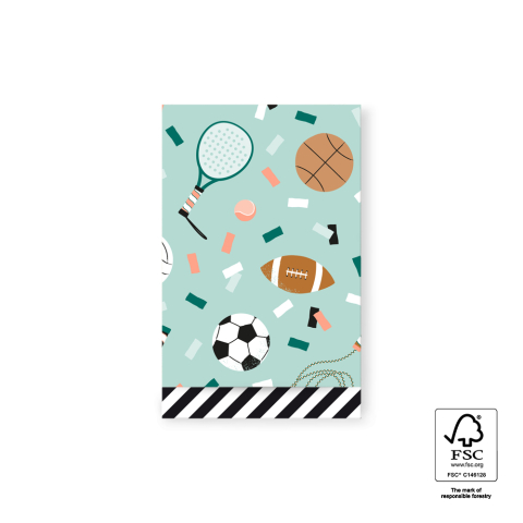 P43.329.012 Cadeauzakjes - Sports Pistache - Stripe Black - 12 x 19 cm