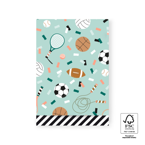 P43.329.017 Cadeauzakjes - Sports Pistache - Stripe Black - 17 x 25 cm