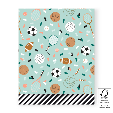 P43.329.027 Cadeauzakjes - Sports Pistache - Stripe Black - 27 x 34 cm