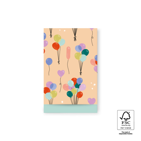 P43.341.012 Cadeauzakjes - Balloons Peach - Pistache - 12 x 19 cm