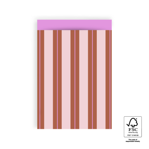 P43.345.017 Cadeauzakjes - Stripe Chalk Chocolate - Pink - 17 x 25 cm
