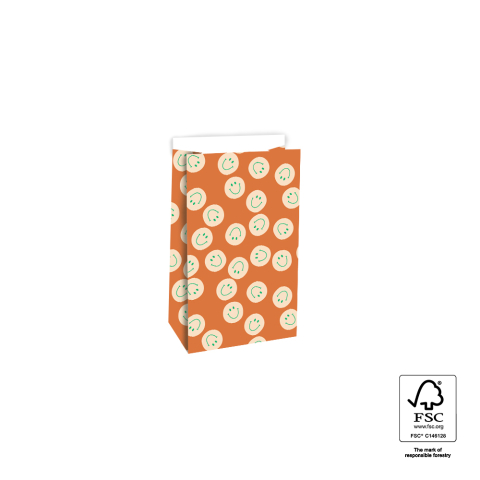 P44.085.012 Blokbodemzakken - Smiley Cognac - 12 x 7 x 19 cm