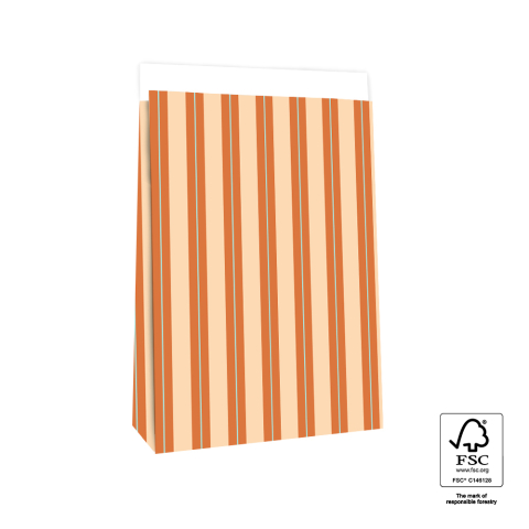P44.086.027 Blokbodemzakken - Stripe Chalk Peach - 27 x 15 x 34 cm