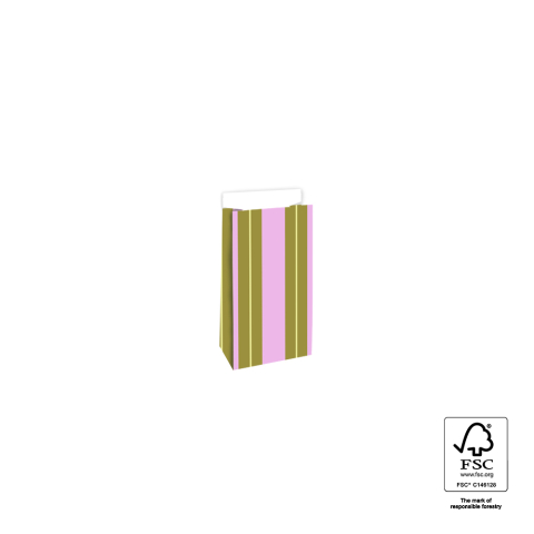 P44.087.007 Blokbodemzakken - Stripe Chalk Pink - 7 x 4 x 13 cm