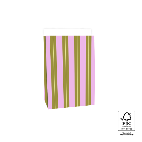 P44.087.017 Blokbodemzakken - Stripe Chalk Pink - 17 x 10 x 25 cm
