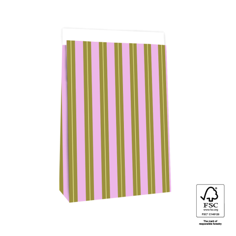 P44.087.027 Blokbodemzakken - Stripe Chalk Pink - 27 x 15 x 34 cm