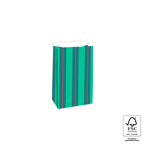 P44.088.012 Blokbodemzakken - Stripe Chalk Green - 12 x 7 x 19 cm