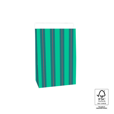 P44.088.017 Blokbodemzakken - Stripe Chalk Green - 17 x 10 x 25 cm