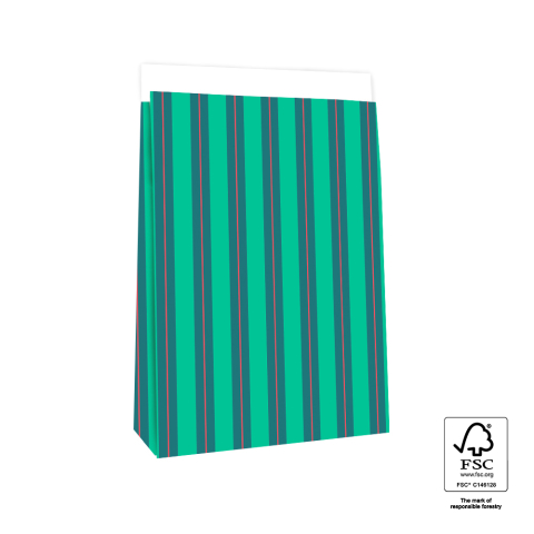 P44.088.027 Blokbodemzakken - Stripe Chalk Green - 27 x 15 x 34 cm