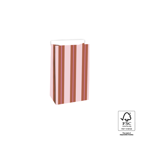 P44.094.012 Blokbodemzakken - Stripe Chalk Terra - 12 x 7 x 19 cm
