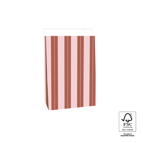 P44.094.017 Blokbodemzakken - Stripe Chalk Terra - 17 x 10 x 25 cm