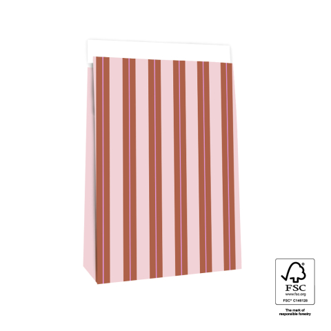 P44.094.027 Blokbodemzakken - Stripe Chalk Terra - 27 x 15 x 34 cm