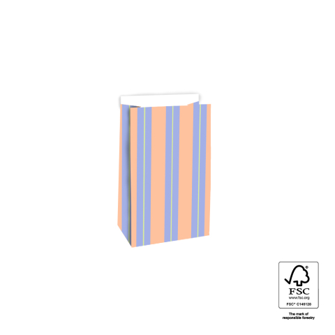 P44.095.012 Blokbodemzakken - Stripe Chalk Blue - 12 x 7 x 19 cm