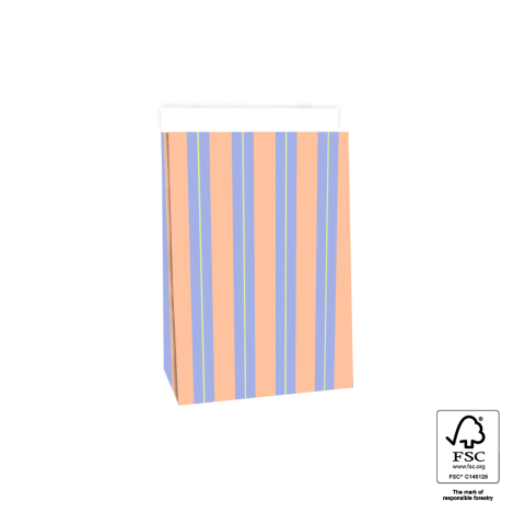 P44.095.017 Blokbodemzakken - Stripe Chalk Blue - 17 x 10 x 25 cm