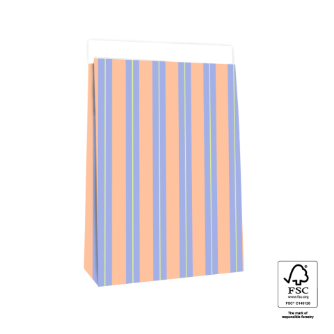 P44.095.027 Blokbodemzakken - Stripe Chalk Blue - 27 x 15 x 34 cm