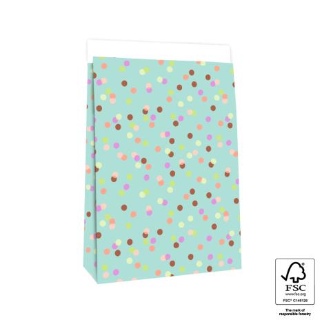 P44.097.027 Blokbodemzakken - Party Confetti Pistache - 27 x 15 x 34 cm