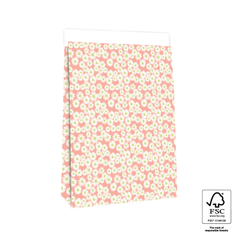 P44.099.027 Blokbodemzakken - Daisy Salmon - 27 x 15 x 34 cm