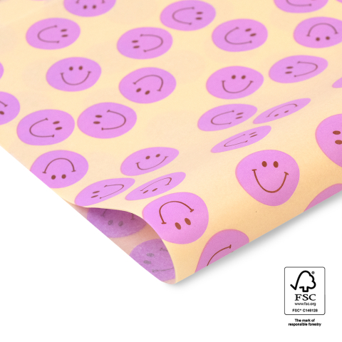 P45.228.070 Vloeipapier - Smiley - Pink