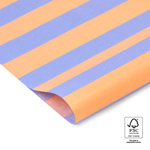 P45.232.070 Vloeipapier - Stripe - Blue/Peach