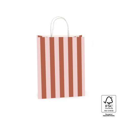 P46.009.021 Papieren tassen - Stripe Chocolate/Pink