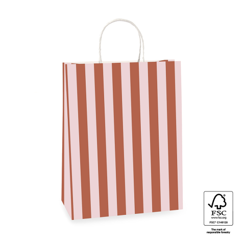 P46.009.026 Papieren tassen - Stripe Chocolate/Pink