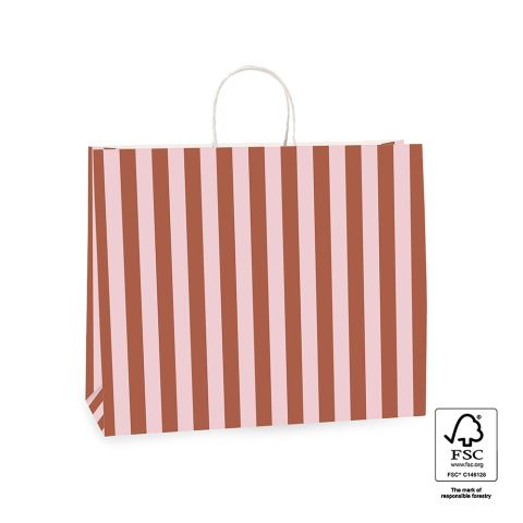 P46.009.042 Papieren tassen - Stripe Chocolate/Pink