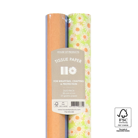 P52.005.050 Duo Pack Vloeipapier op rol - Stripe/Daisy