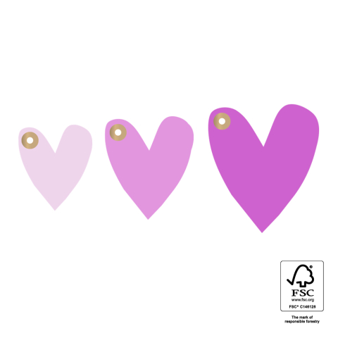 P72.120.075 Cadeaulabel Multi Sizes - Hearts Pink (S - M - L)