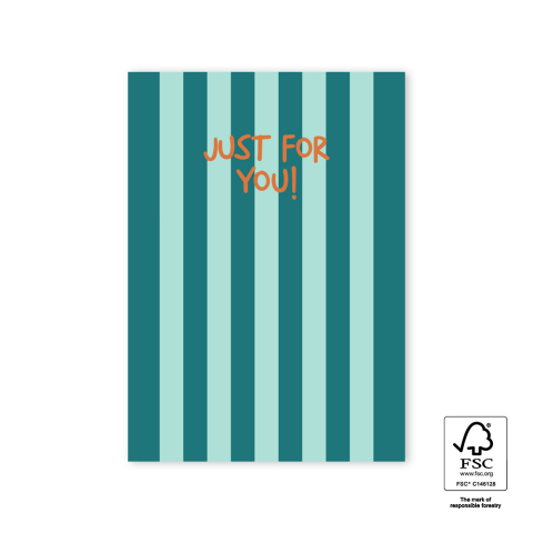 P75.001.015 Ansichtkaart - Stripe Green - Just for you!
