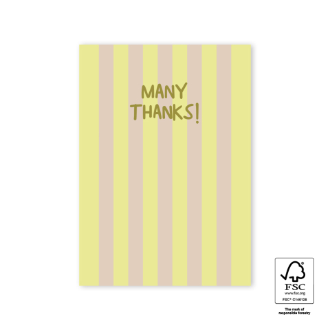 P75.006.015 Ansichtkaart - Stripe Yellow - Many thanks!
