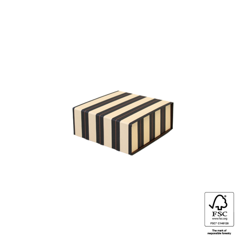 P76.102.014 Geschenkdoos Magneet - Stripe Chalk Black Beige - 14 x 14,5 x 5,7 cm