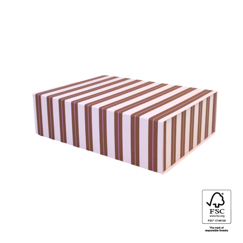 P76.103.035 Geschenkdoos Magneet - Stripe Chalk Chocolate Pink - 35 x 25 x 10 cm