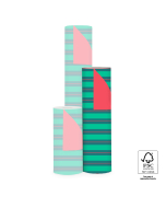 P15.311.050 Inpakpapier - Stripe Chalk Green - Red