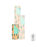 P15.338.030 Inpakpapier - Crocodile Peach - Harlequin Mint