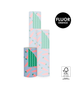 P30.297.030 Sint Inpakpapier - Wortel Fluor Orange - Harlequin Green