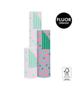 P30.297.050 Sint Inpakpapier - Wortel Fluor Orange - Harlequin Green