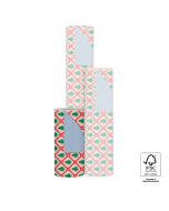 P35.299.030 X-mas Inpakpapier - Tree Check Red - Blue