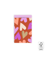 P43.285.012 Cadeauzakjes - Big Hearts Cognac - Pink - 12 x 19 cm