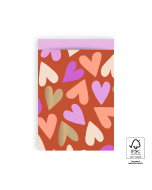 P43.285.017 Cadeauzakjes - Big Hearts Cognac - Pink - 17 x 25 cm