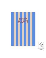 P75.005.015 Ansichtkaart - Stripe Blue - Hip hip hurray!