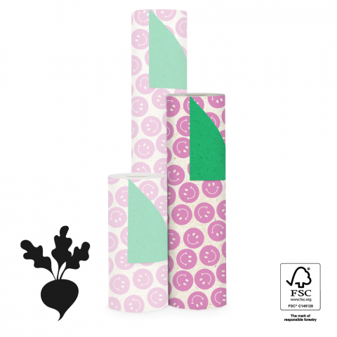 P15.178.050 Inpakpapier - Smiley Bright Pink - Green