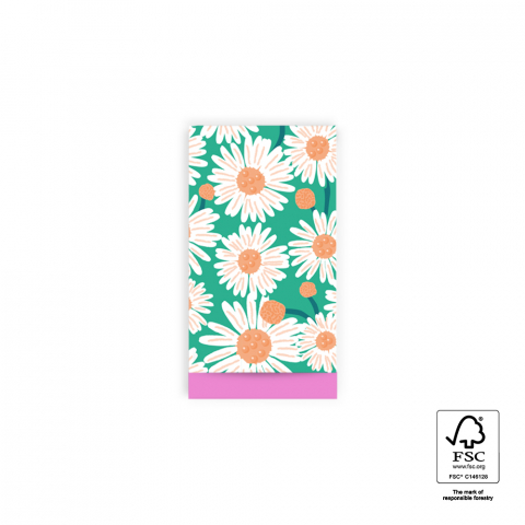 P43.171.007 Cadeauzakjes - Daisy Bright Green - Pink - 7 x 13 cm