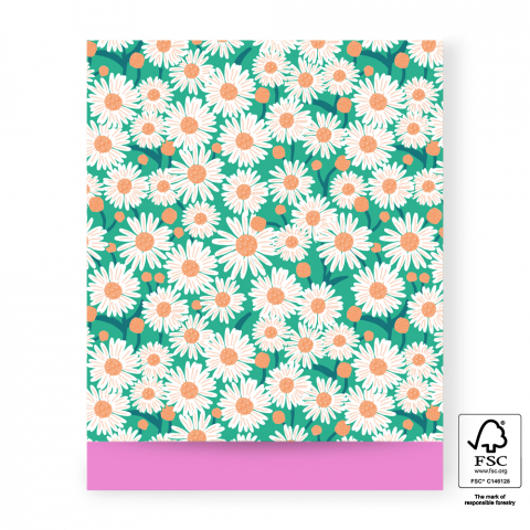 P43.171.027 Cadeauzakjes - Daisy Bright Green - Pink - 27 x 34 cm