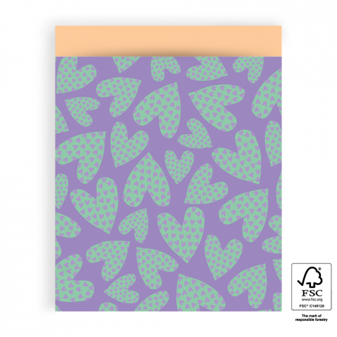P43.174.027 Cadeauzakjes - Love Hearts Lilac - Peach - 27 x 34 cm