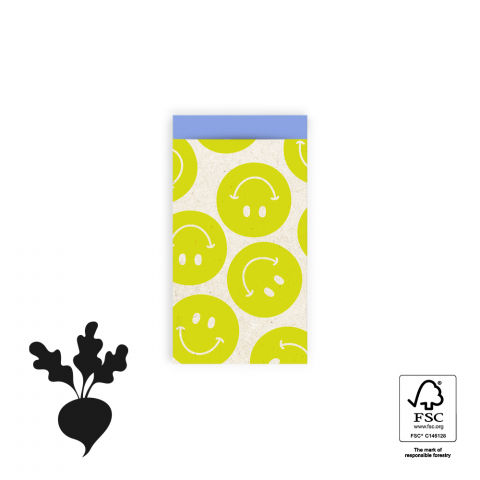 P43.179.007 Cadeauzakjes - Smiley Lemon Yellow - Blue - 7 x 13 cm