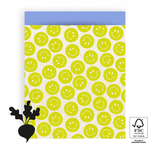 P43.179.027 Cadeauzakjes - Smiley Lemon Yellow - Blue - 27 x 34 cm
