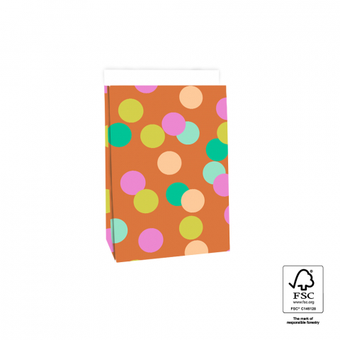 P44.056.017 Blokbodemzakken - Big Confetti Deep Orange - 17 x 10 x 25 cm